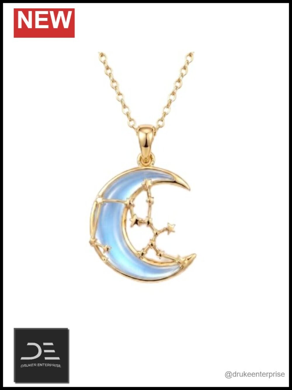 Sagittarius Moonstone Pendant Necklace 18K Gold Plated Astrology Jewelry